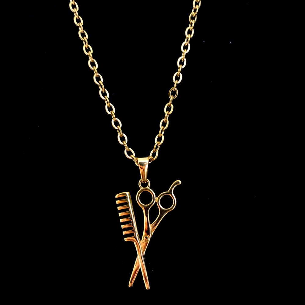 Scissors&Comb Stainless Steel Pendant with Chain